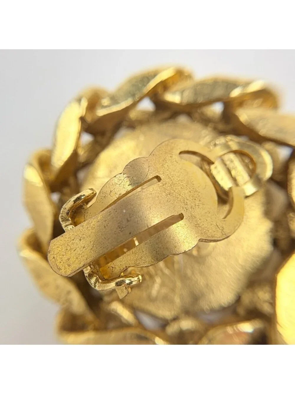 Chanel Earrings CC Logo Rhinestone Gold